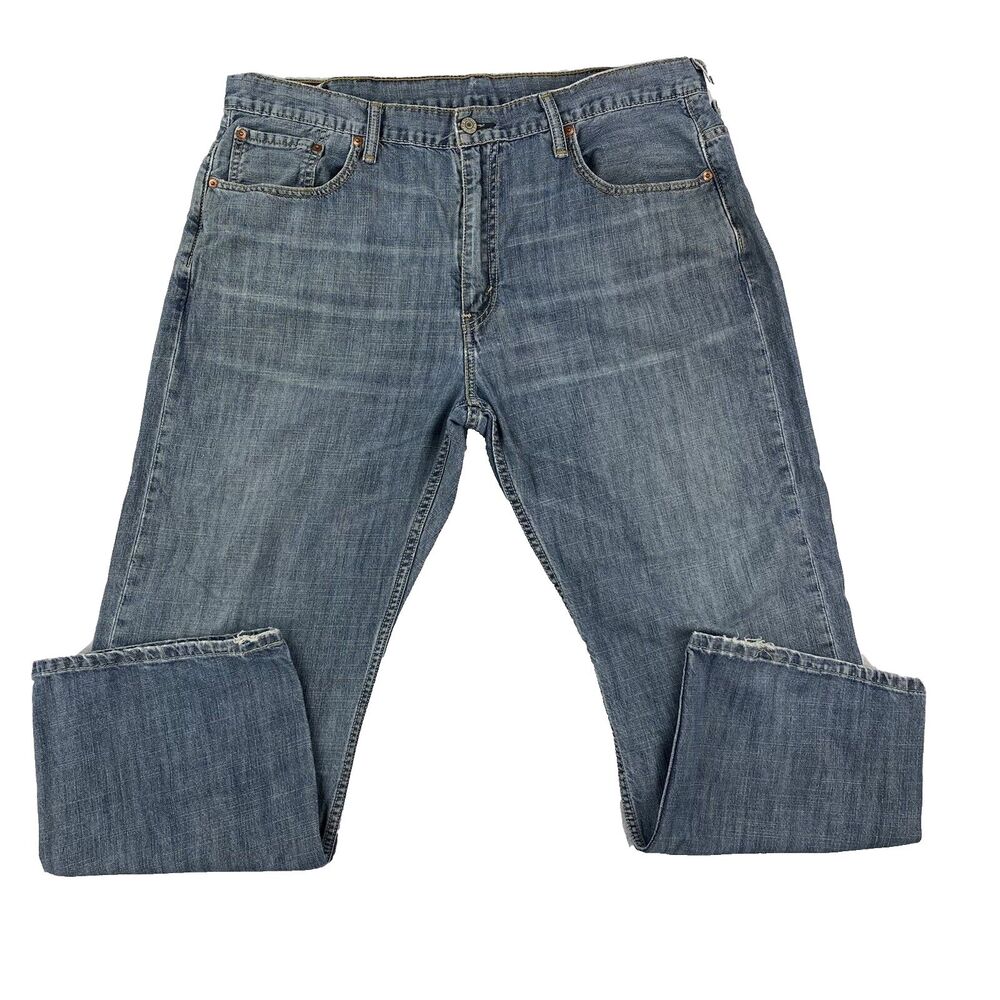 Levi's 569 Loose Fit Jeans Mens 38x28 Blue Straight Leg Distress Acid Wash Denim